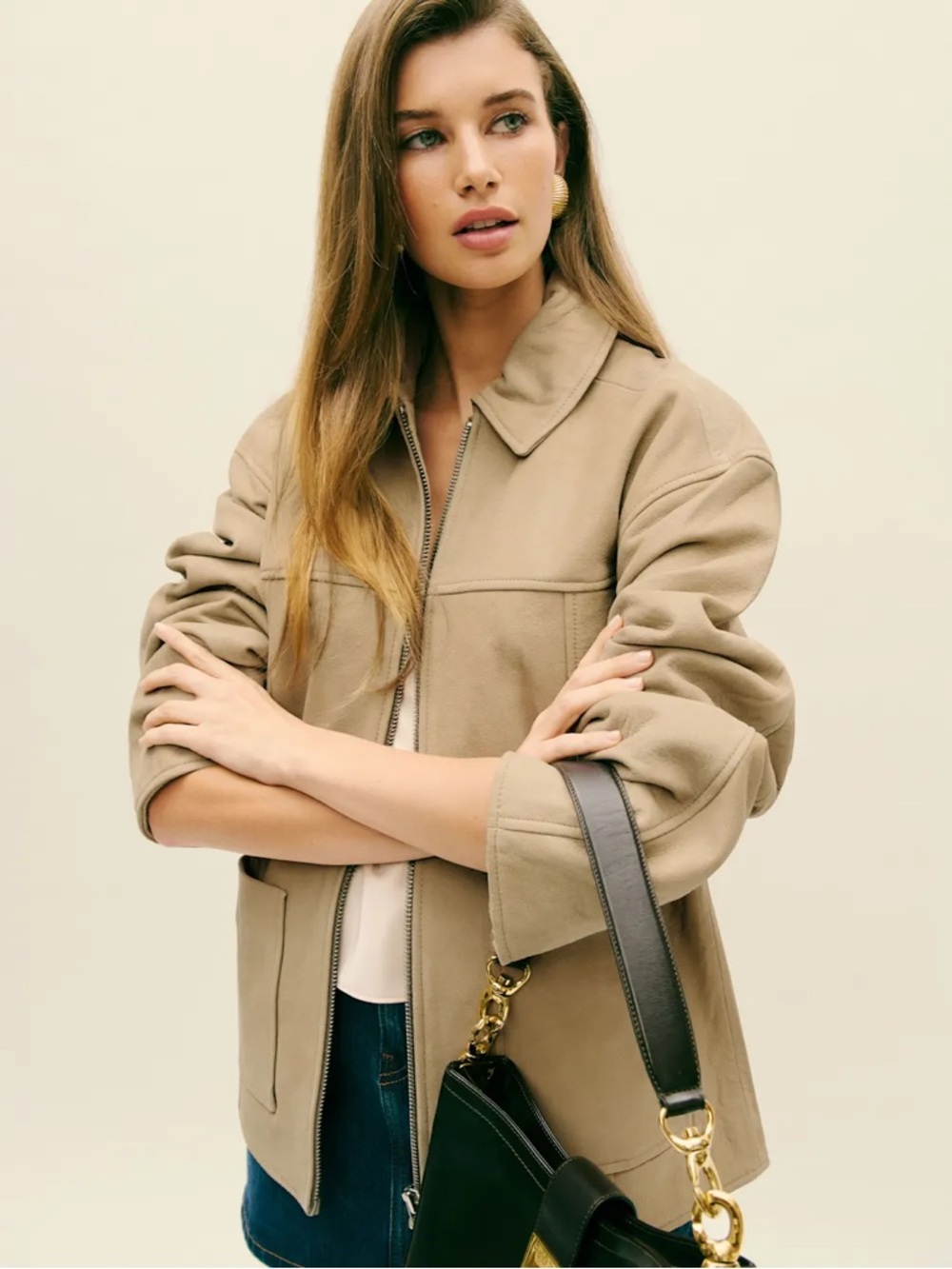 Reformation- Veda Bennett Oversized Leather Bomber